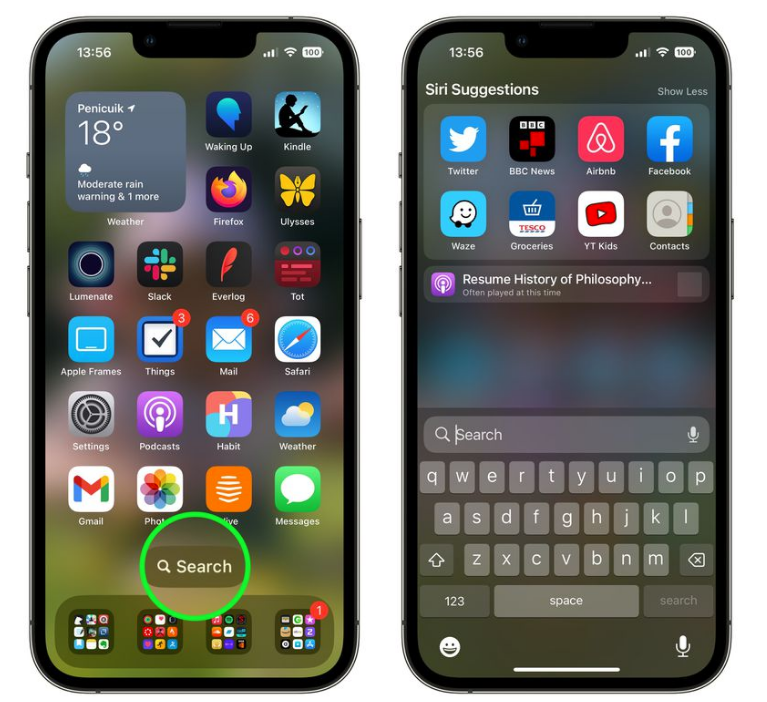 灯塔苹果手机维修分享升级到 iOS 16 后，如何删除主屏幕上的搜索按钮 